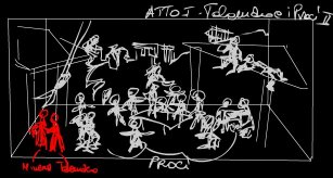 Disegno di scena di 'Telemaco e i Proci' - I atto
